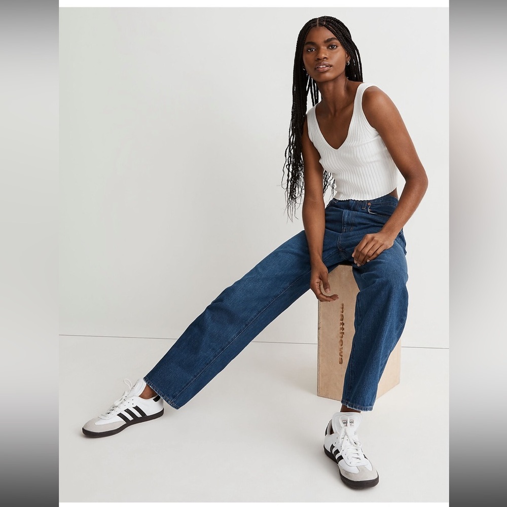 NWT Madewell Rigid Baggy Straight Jeans in Dark Worn Indigo Wash Size 33
